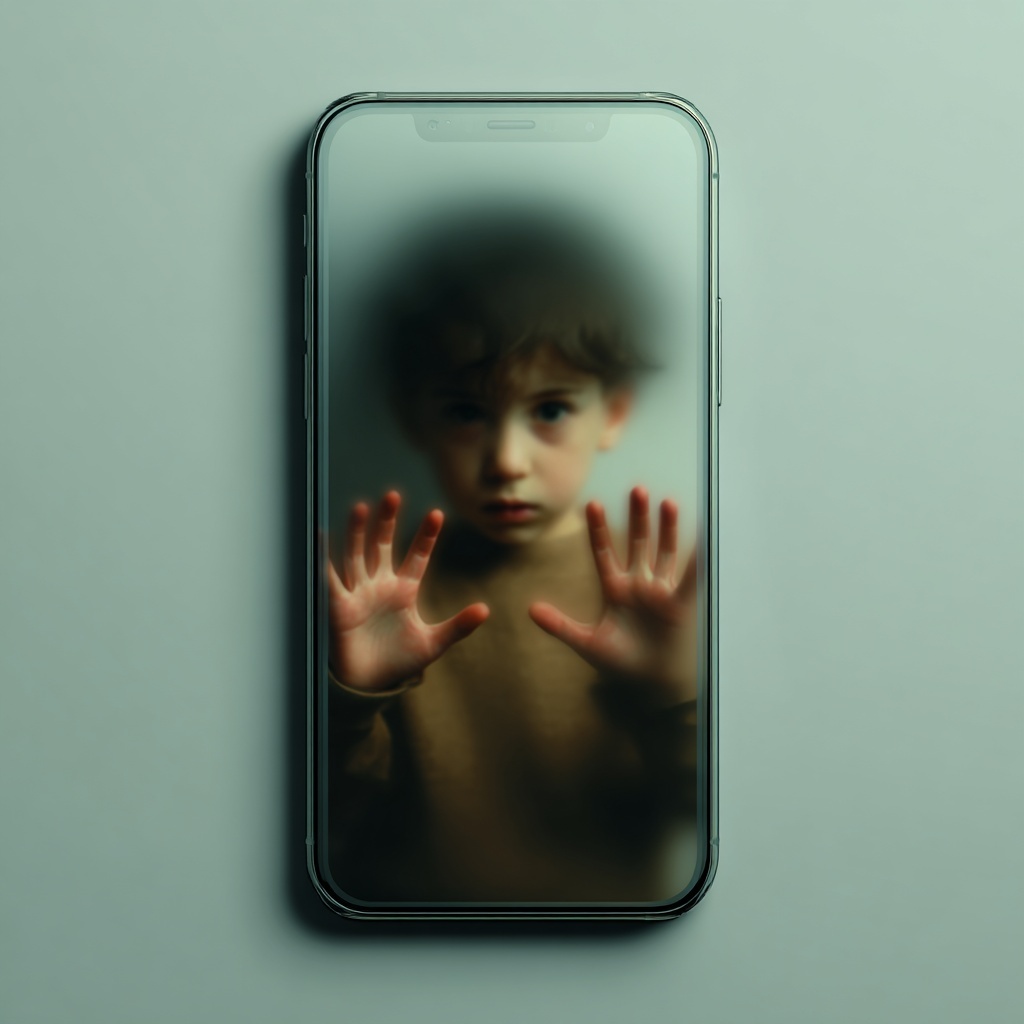 A lifelike 6-year-old child, inside and behind the...