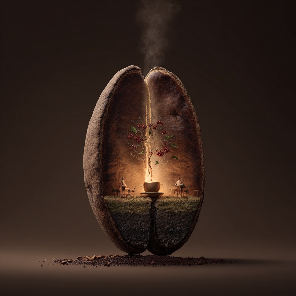 A surreal conceptual artwork of a large vertically...