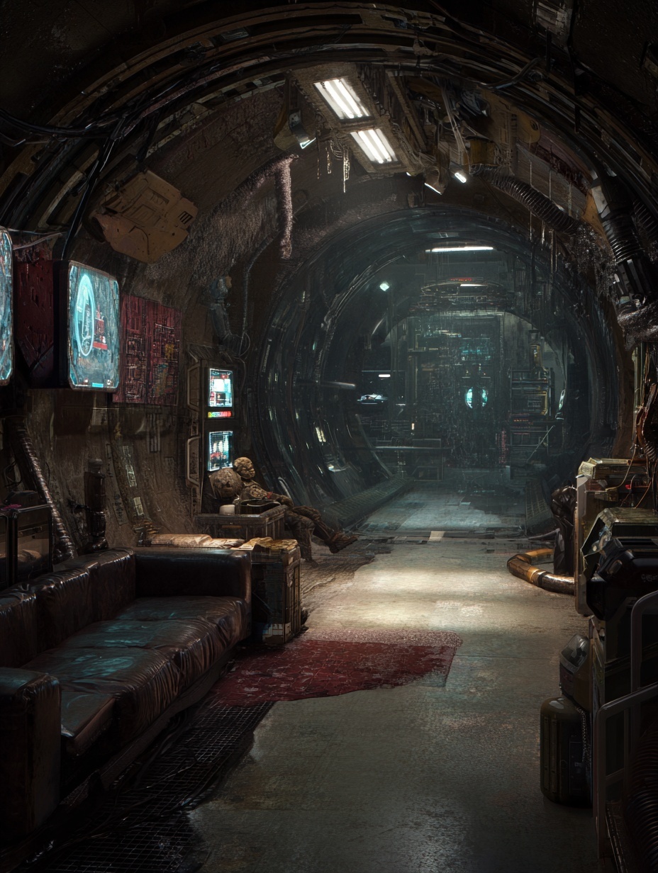 inside of a hispanic military bunker, futuristic, ...