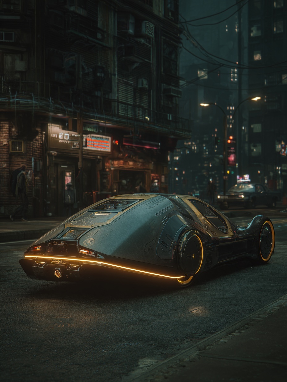 Sci-fi inspired vehicle, glowing LED highlights, s...