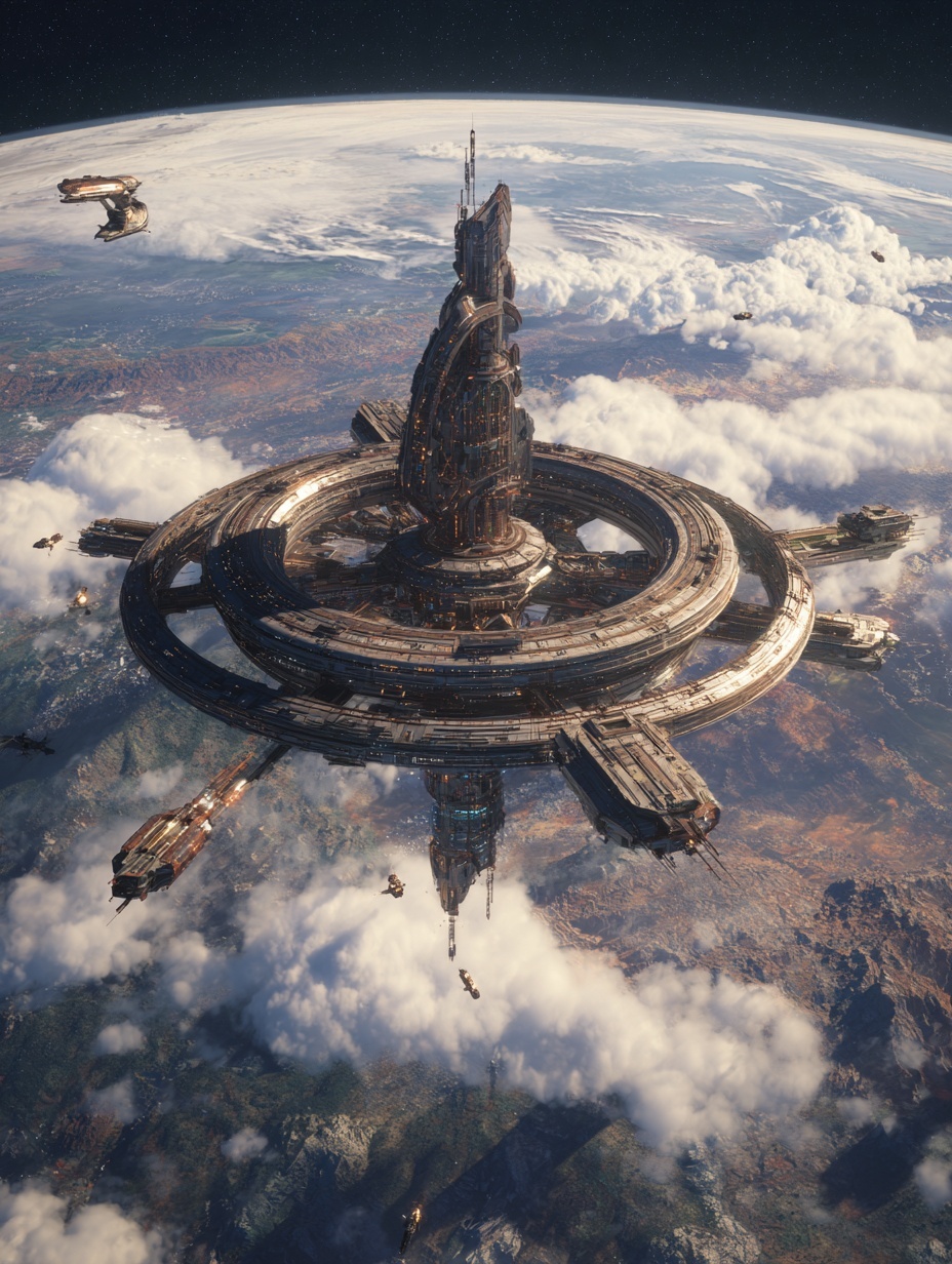 ci-fi, surreal, asymmetrical, bird-eye view, A Cor...