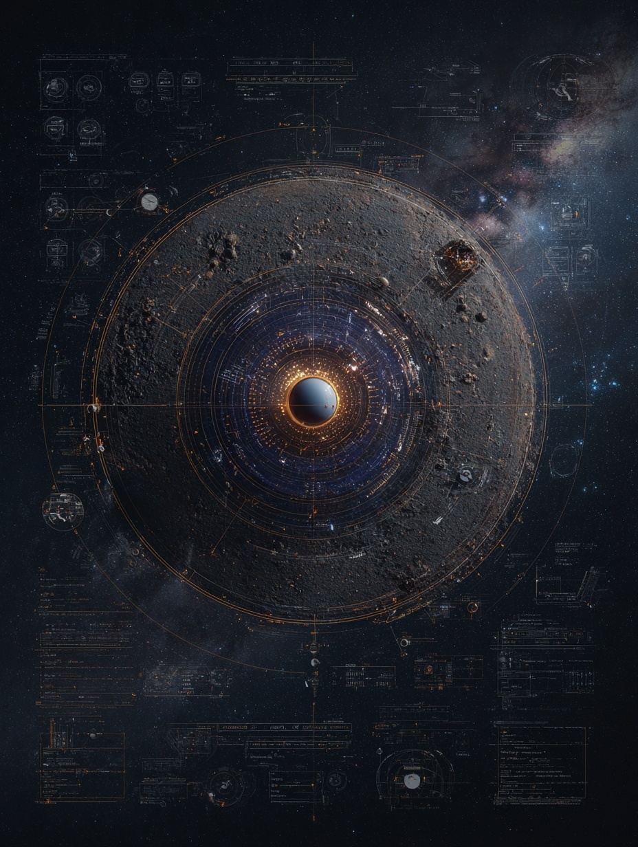 Orbital mechanics concept illustration with random...