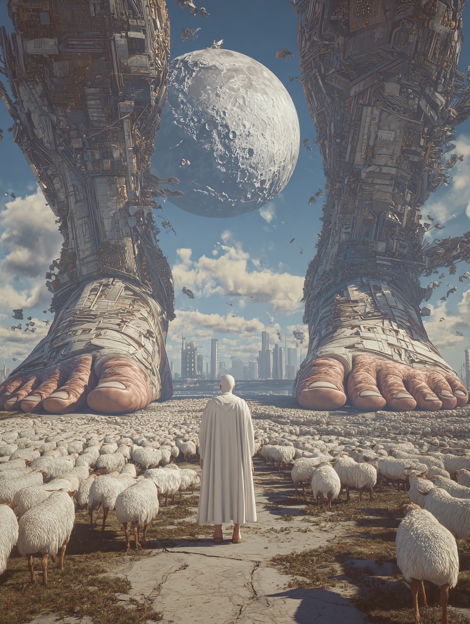 Futuristic mechanistic with a giant's superstar fe...