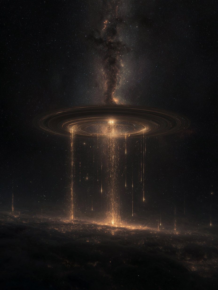 A hyper-realistic cosmic scene in the vast blackne...