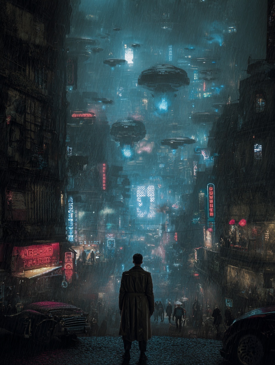 Bladerunner ,dystopian, future, city+ use text--ar...