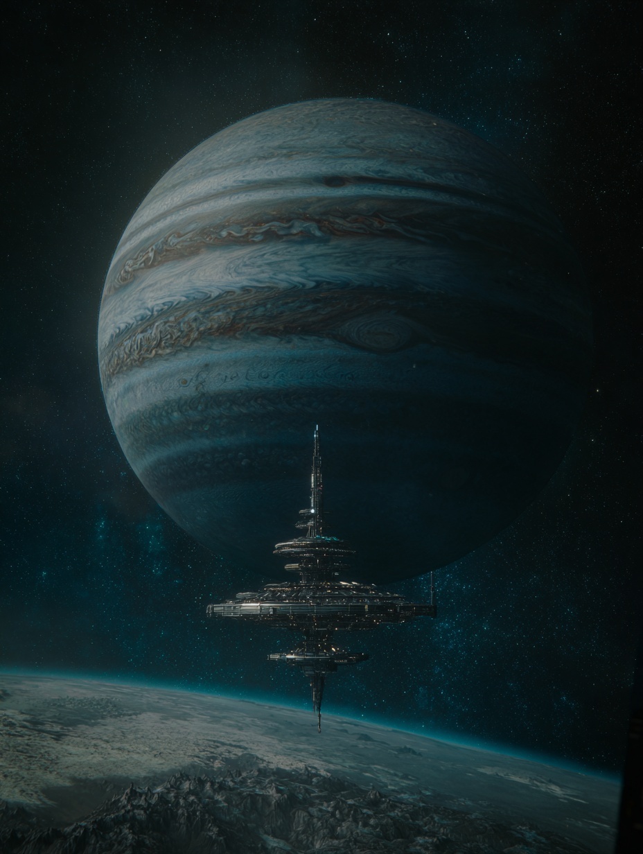 still from a science fiction movie, a giant cobalt...