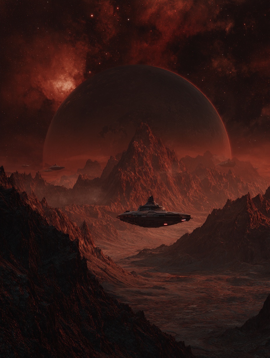 create a stunning image of a far away planet surfa...