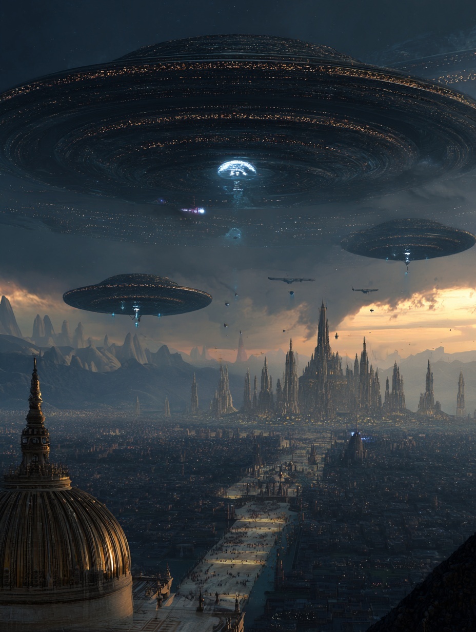 A futuristic picture of a alien civilization+ use ...