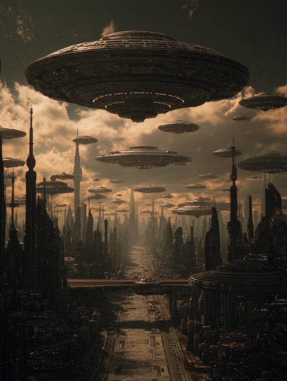 A futuristic picture of a alien civilization+ use ...