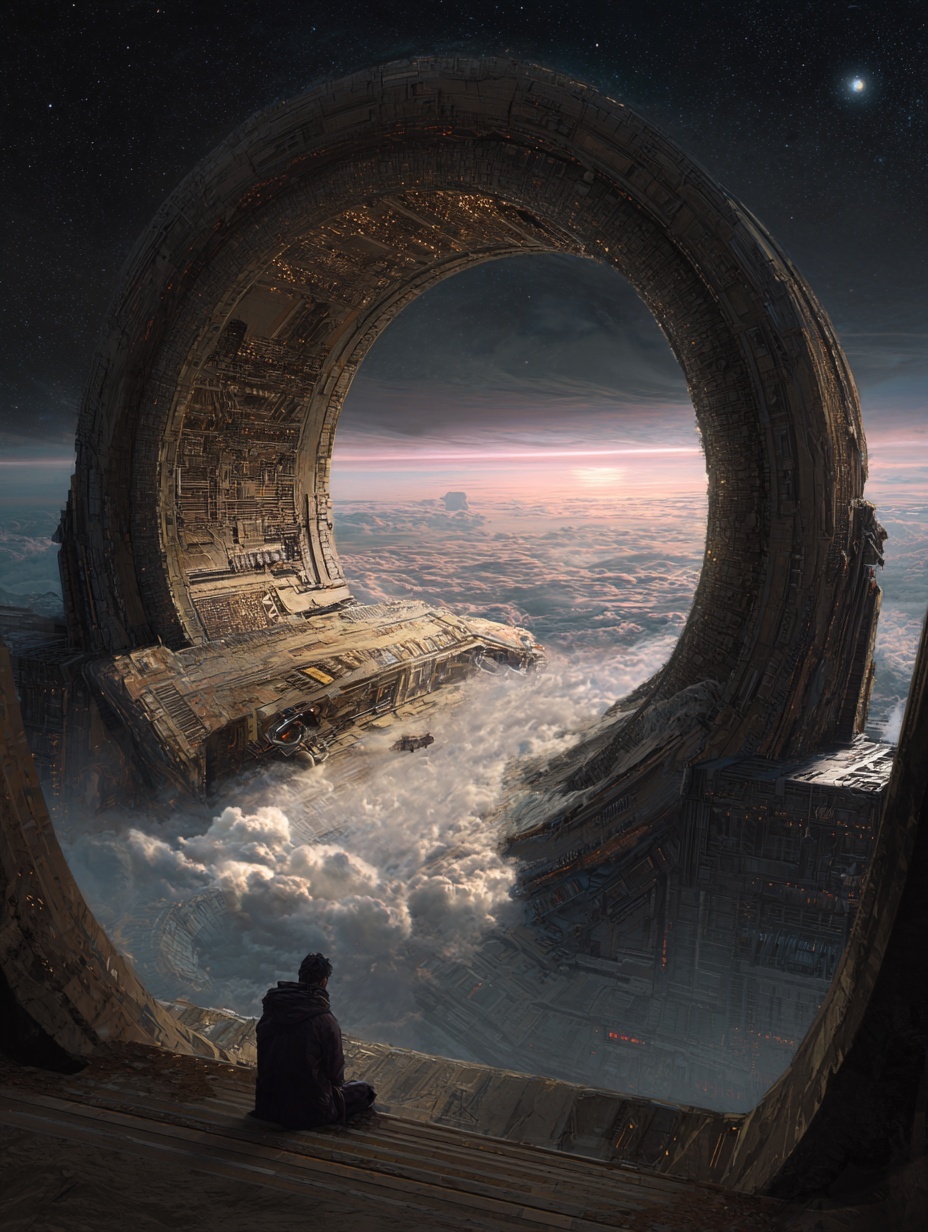 deep in space, there is a large portal for shippin...