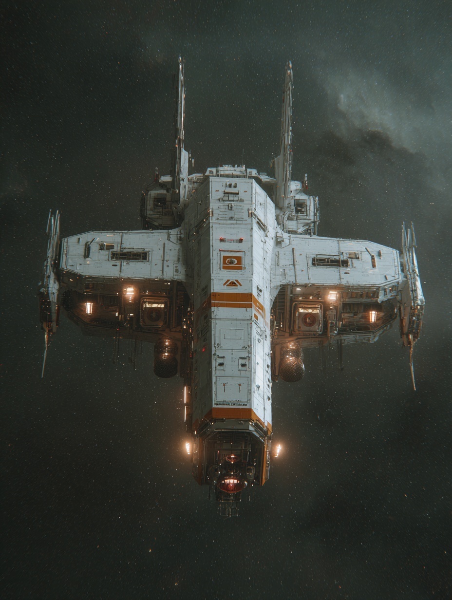 multipart box-shaped sci fi storage space satellit...