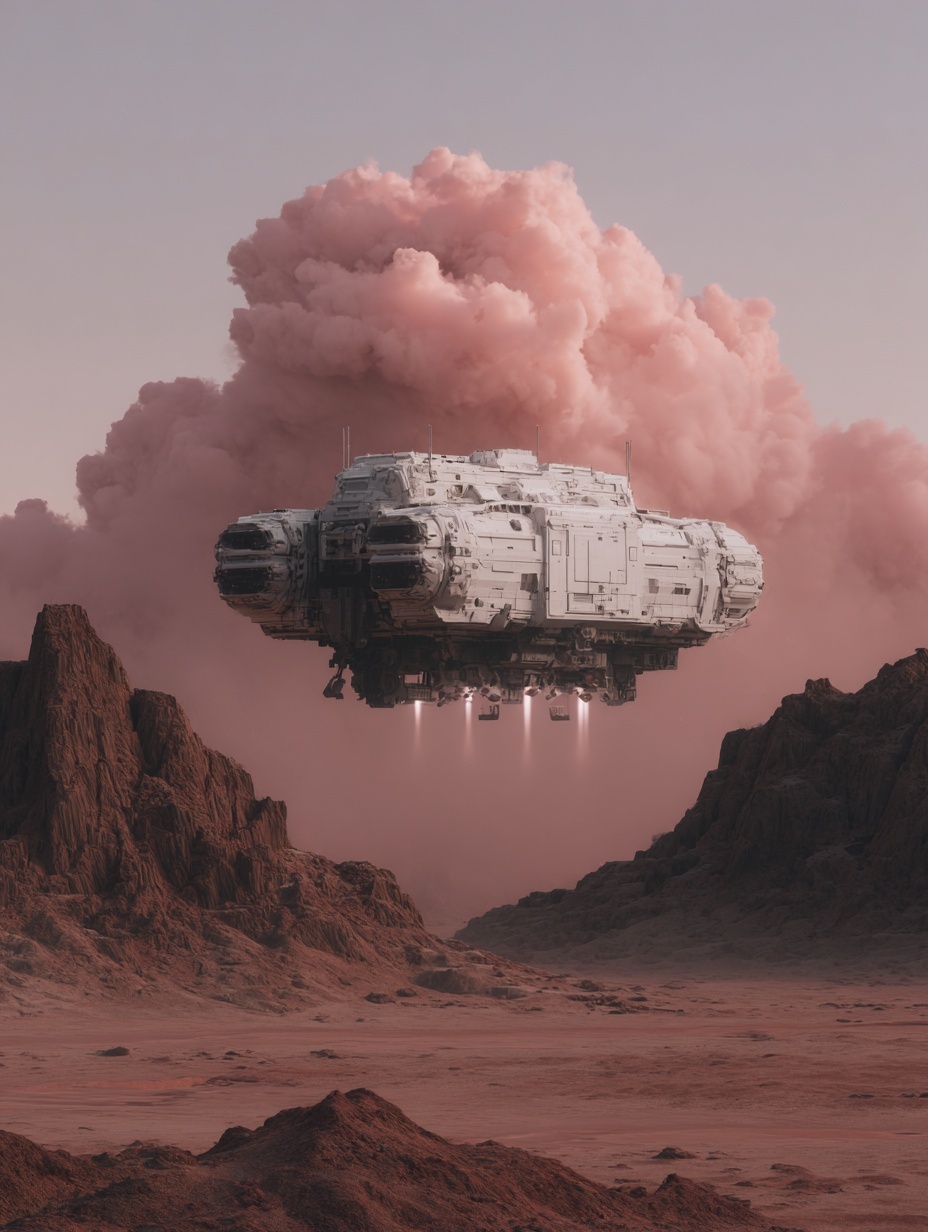 a huge white rectangular monolithic high tech spac...