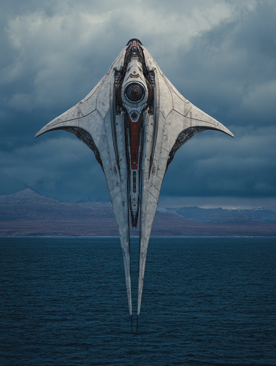 Sci-fi alien spaceship loosely inspired by a manta...