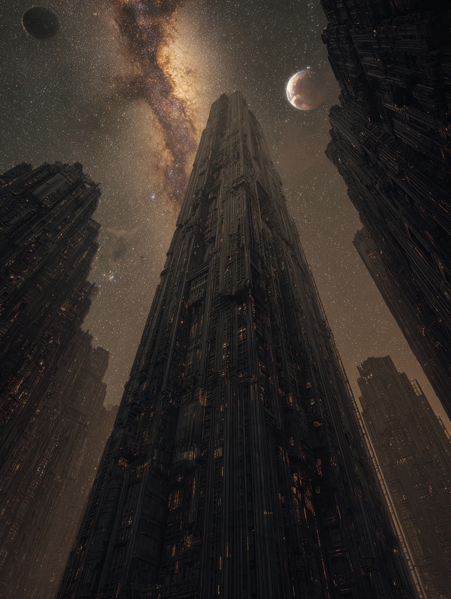 towering futuristic parametric skyscrapers rising ...