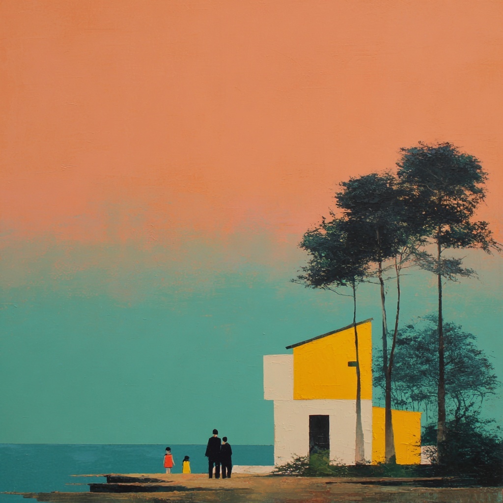 The minimalist painting is painted with clean and ...