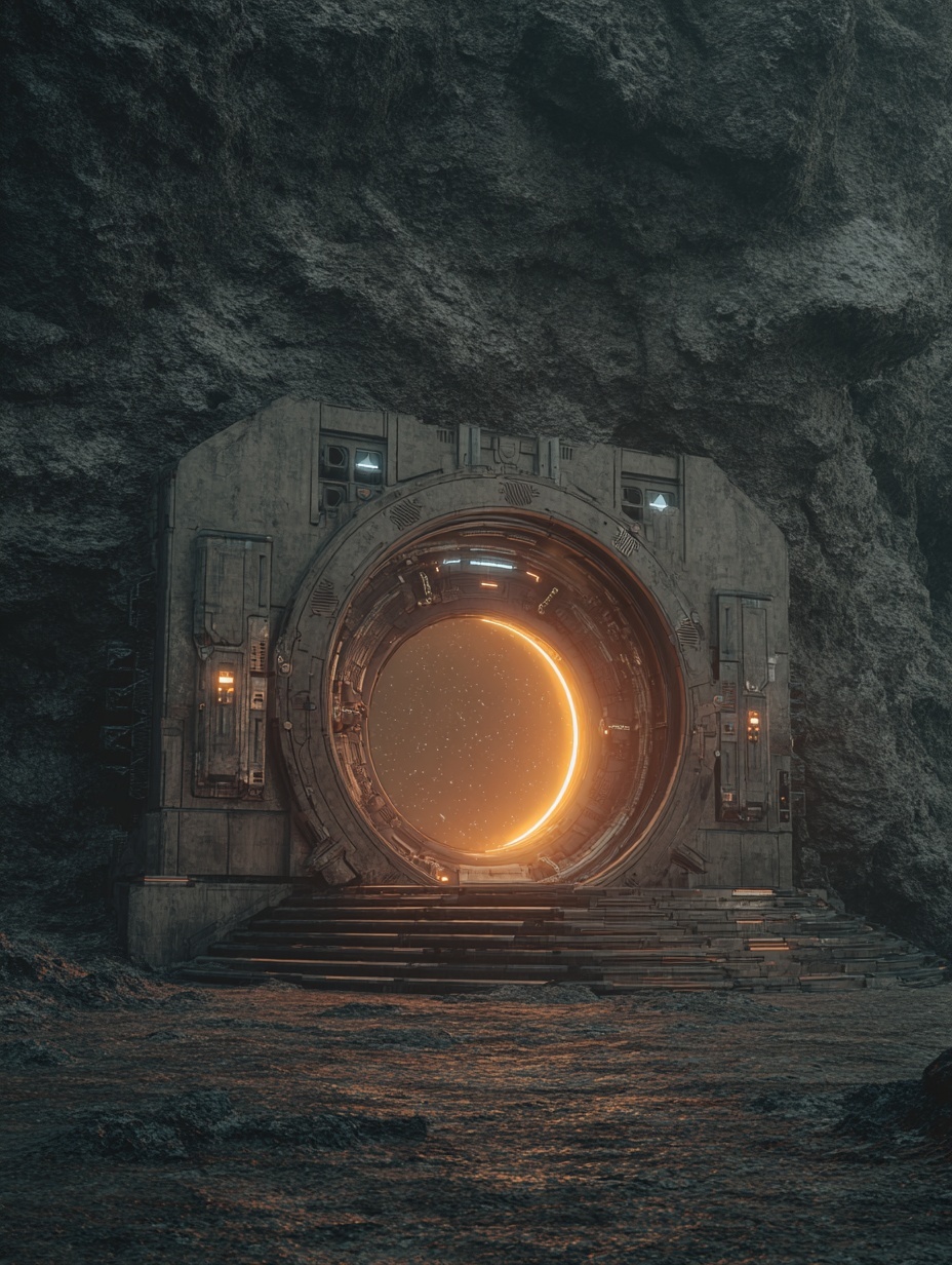 realistic clean 3d render of a spaceship entrance ...