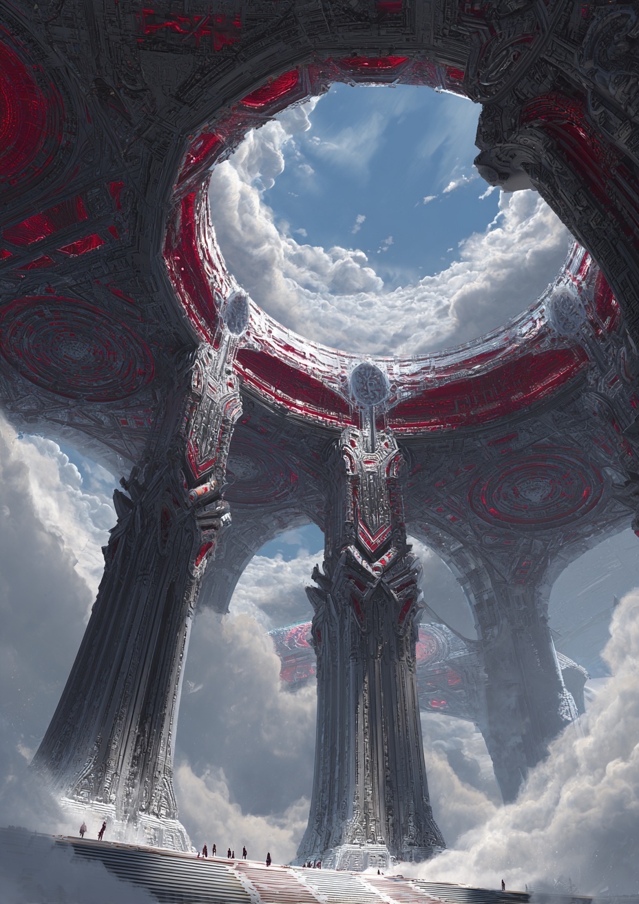 a giant altar with intricate carvings and patterns...