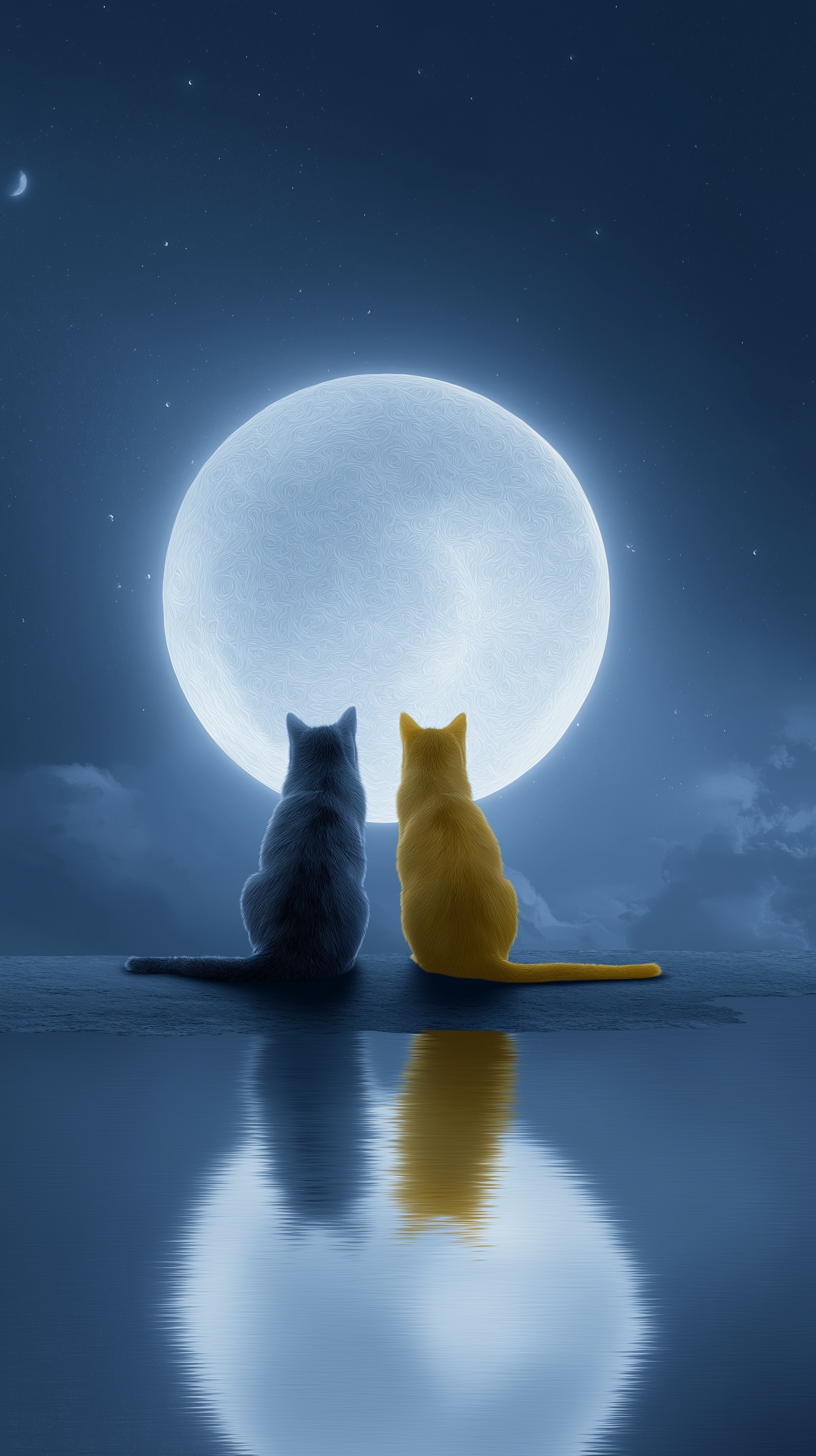 photorealistic cinematic night scene in cool blue ...