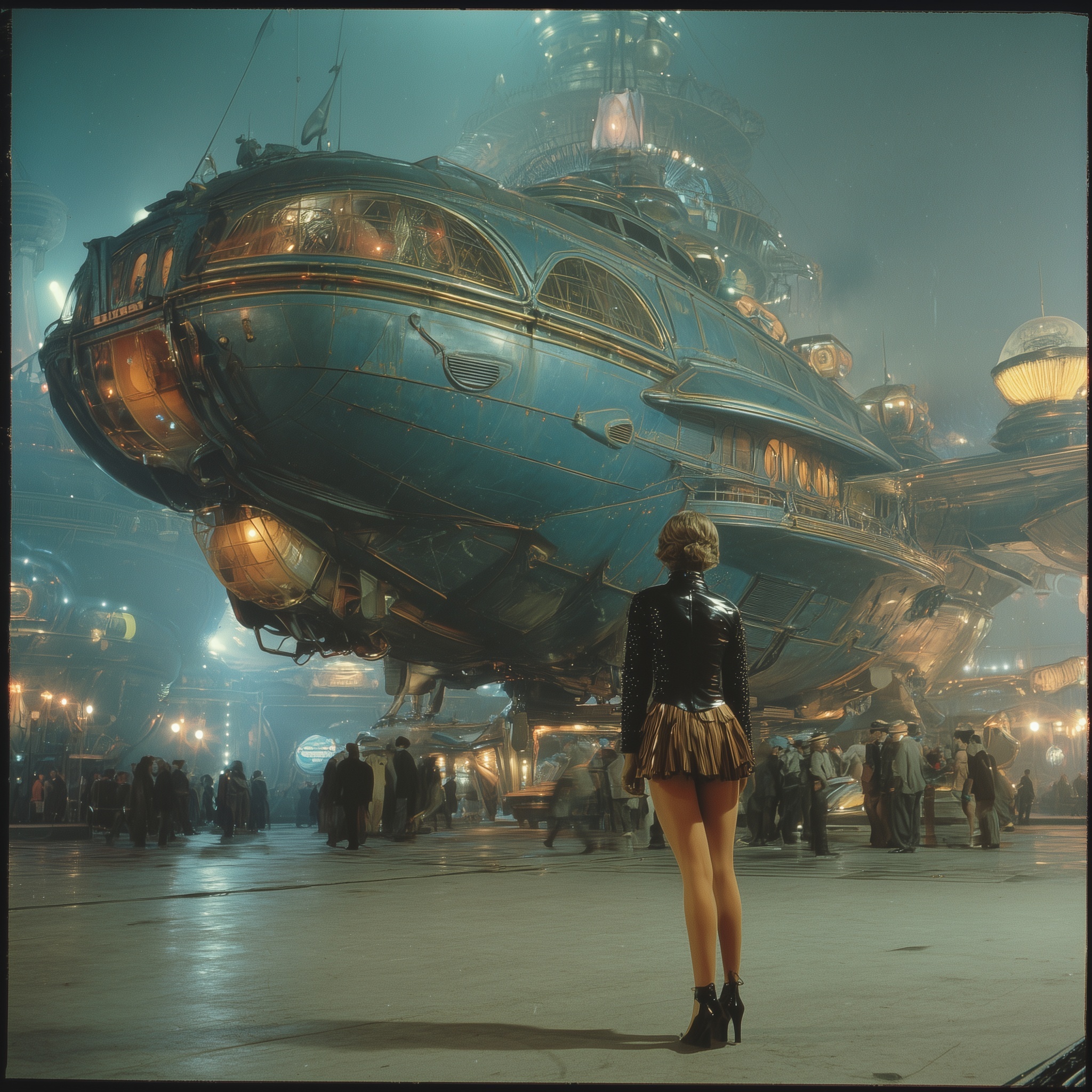 Flying ship 10% lacquered with Model miniskirt 80s...