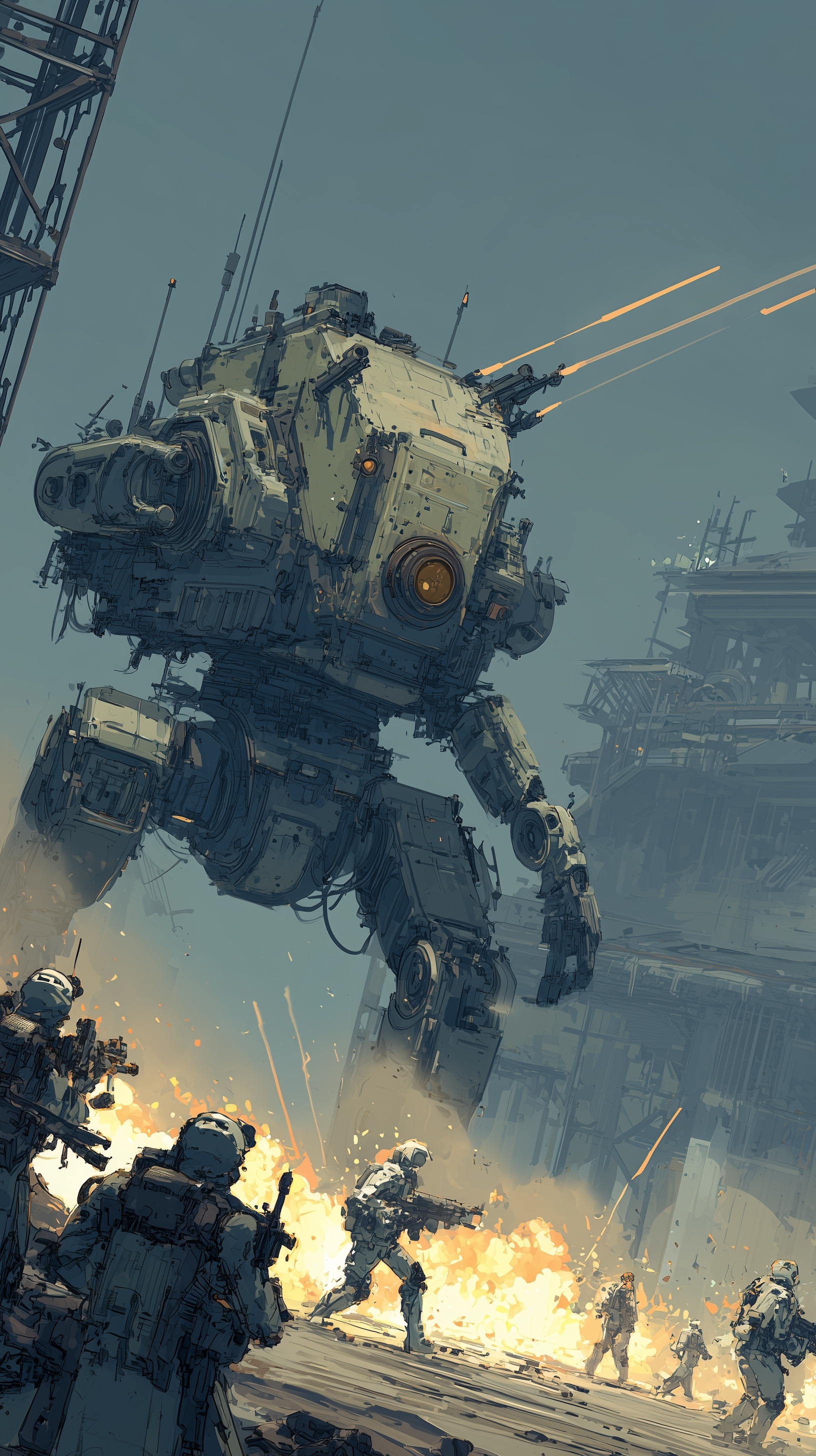 A rebel mech power suit the size of four people tw...