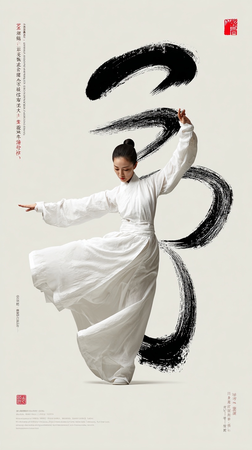 A female dancer dressed in white Hanfu is performi...