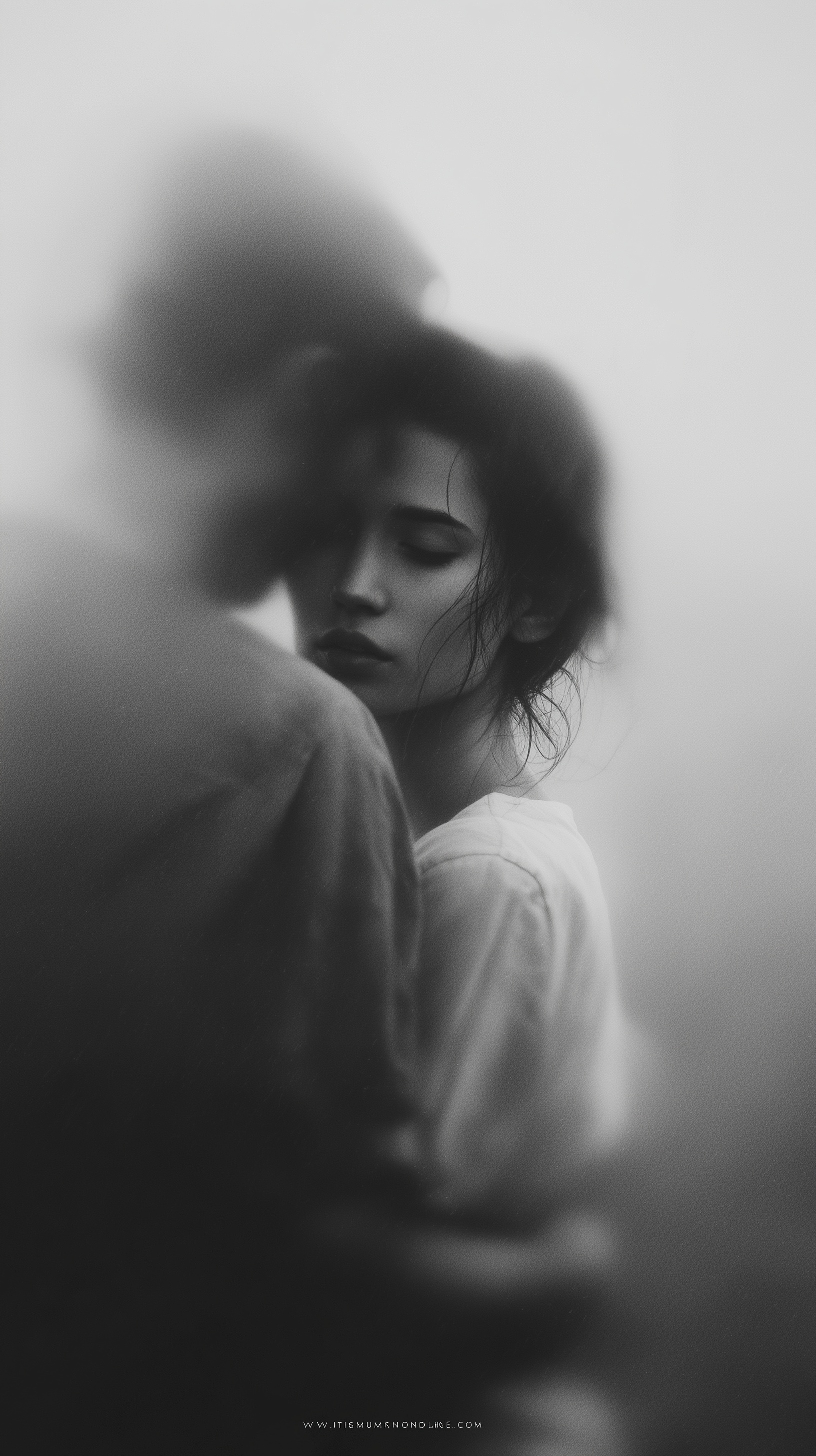 A photorealistic black-and-white photo of a man an...