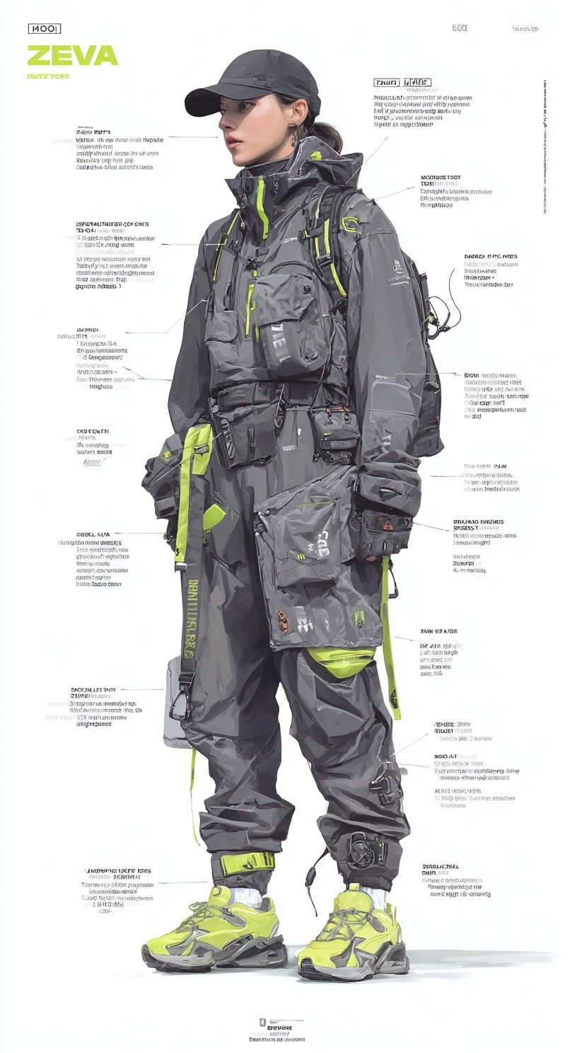 "A full-body fashion illustration of men's/women's...