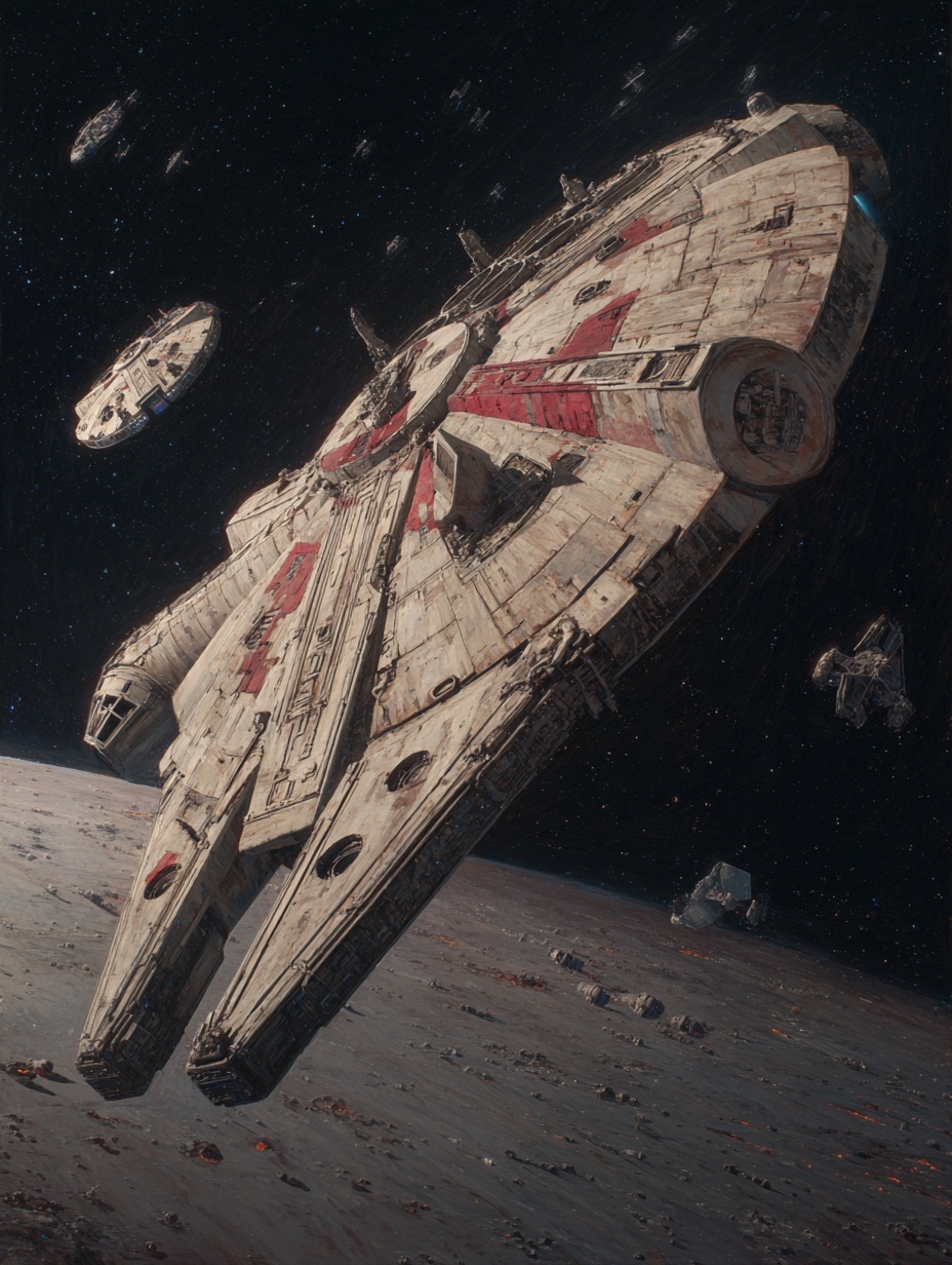 star_wars spaceships, graphic_novel, realistic hyp...