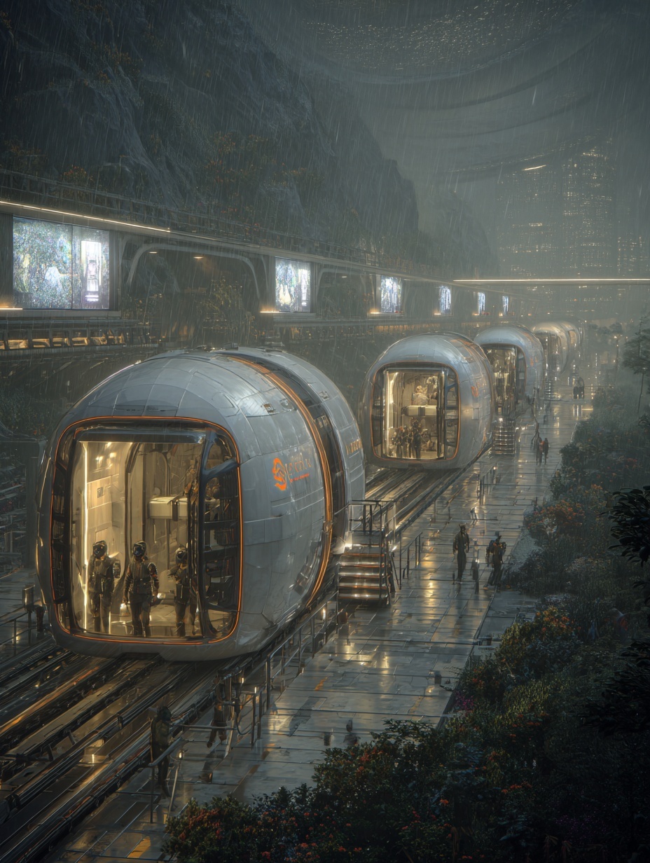 A futuristic underground human settlement on Titan...