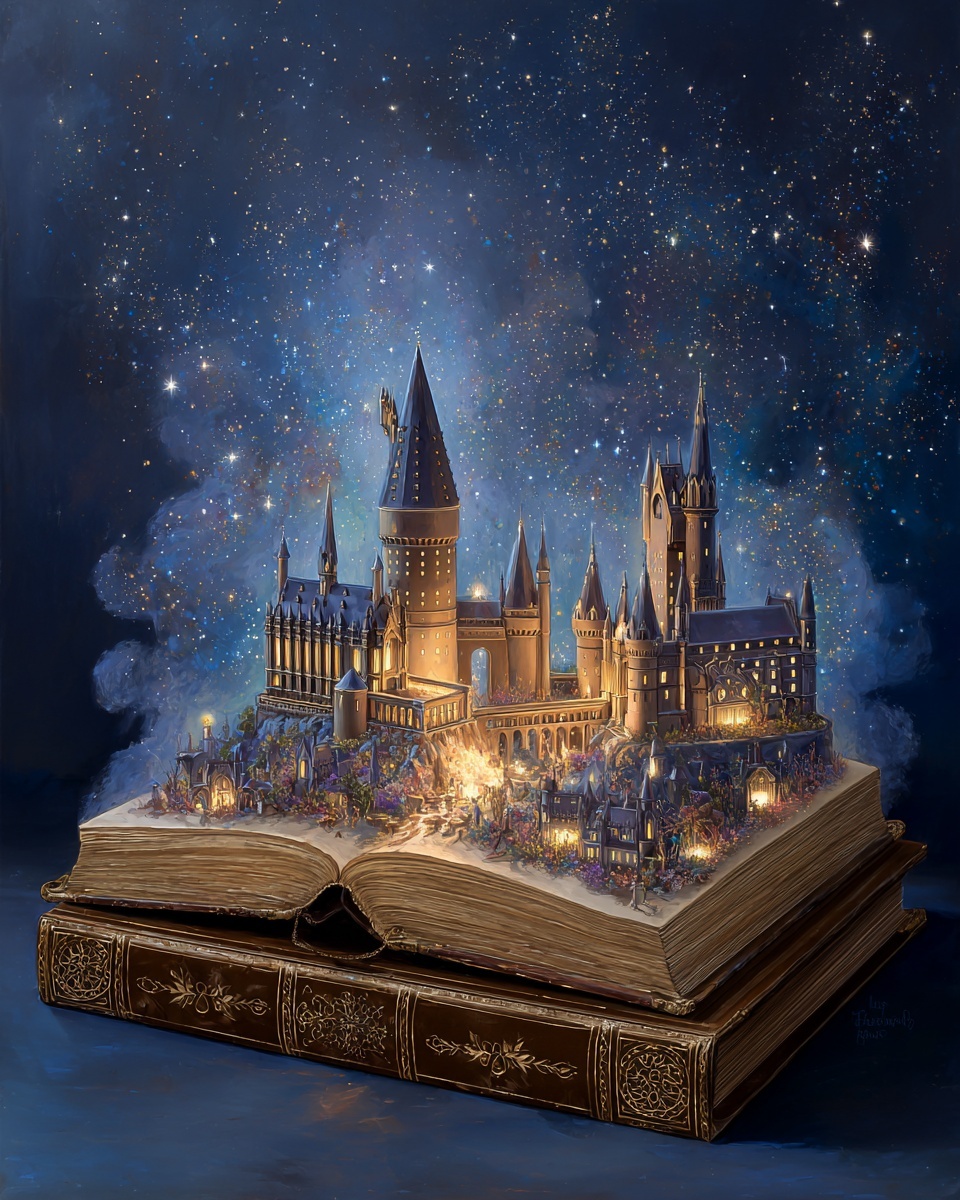 a large open book with an intricate fantasy design...