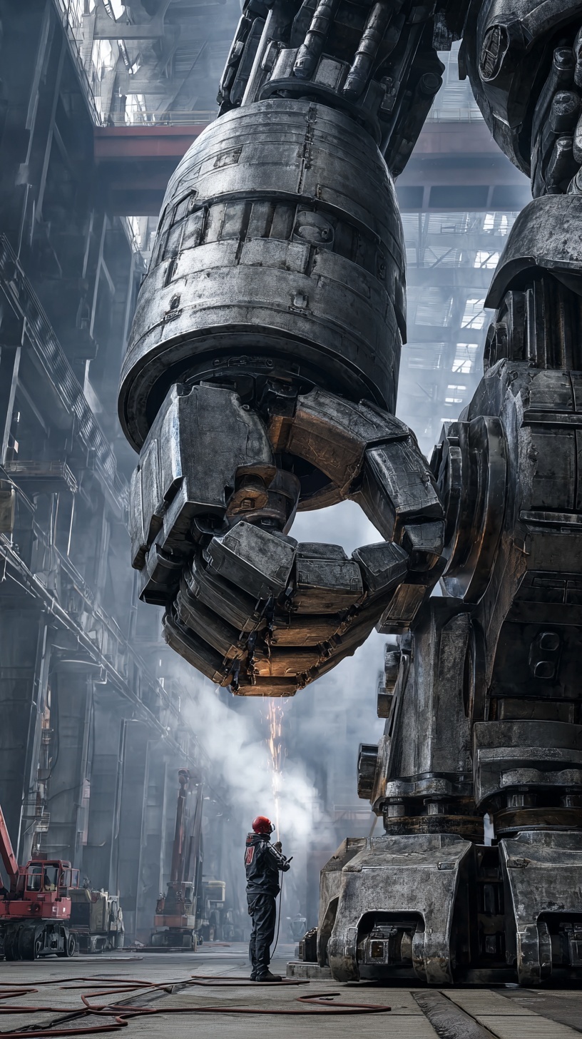 low-angle shot focusing on the elbow joint of a gi...