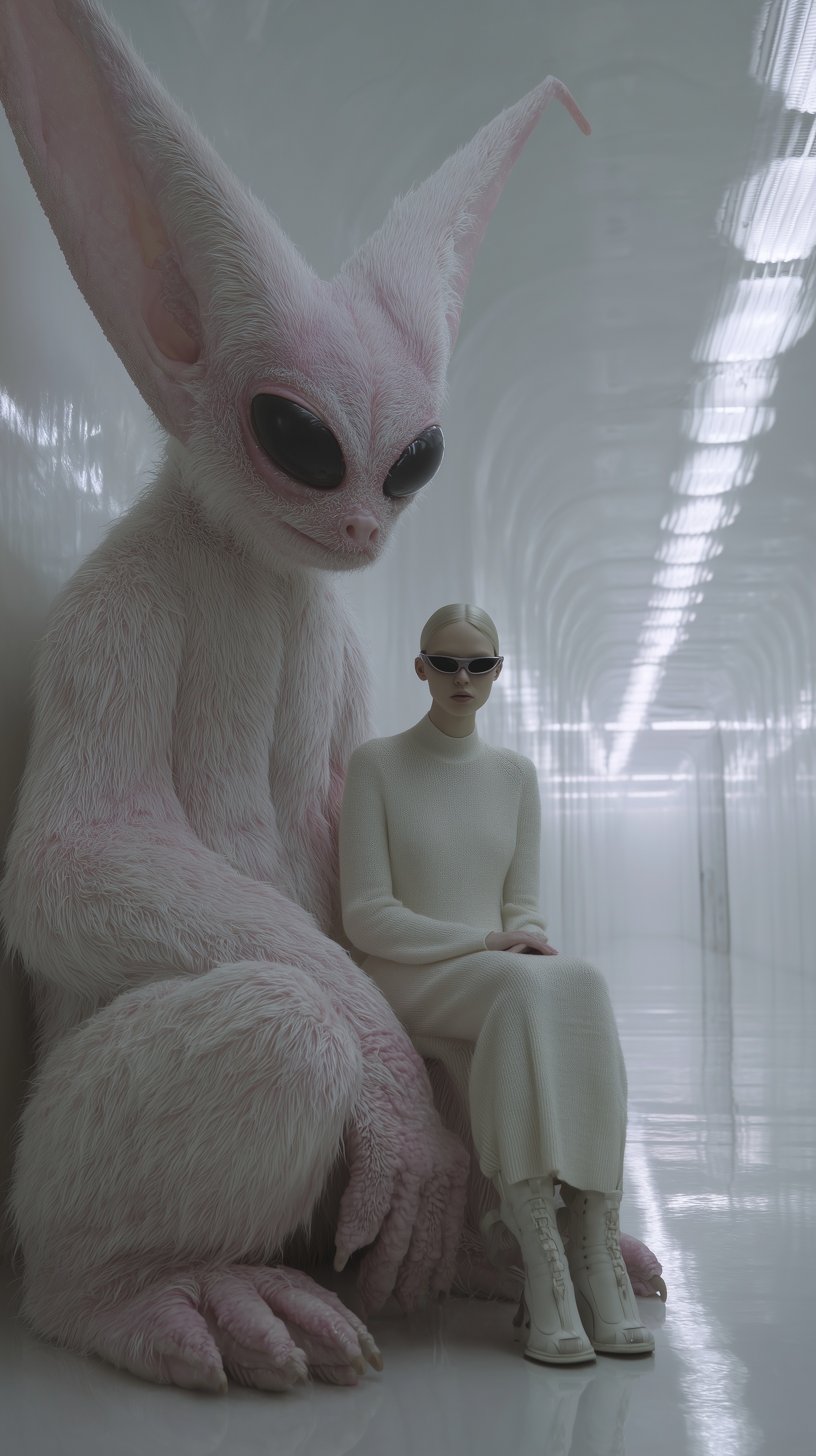 Balenciaga campaign, human fashion model sitting b...