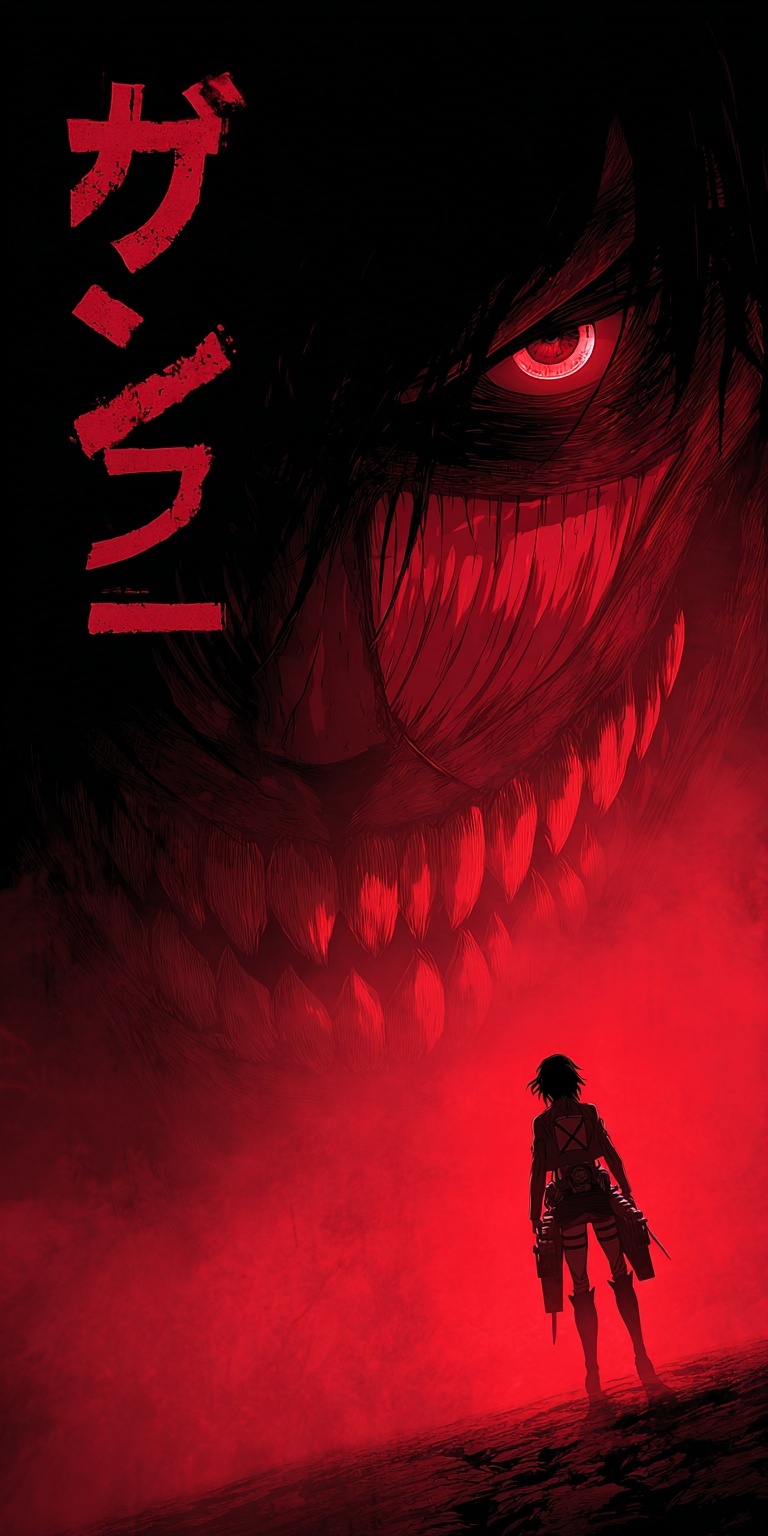 eren, a member of the attack on titan cast, in the...