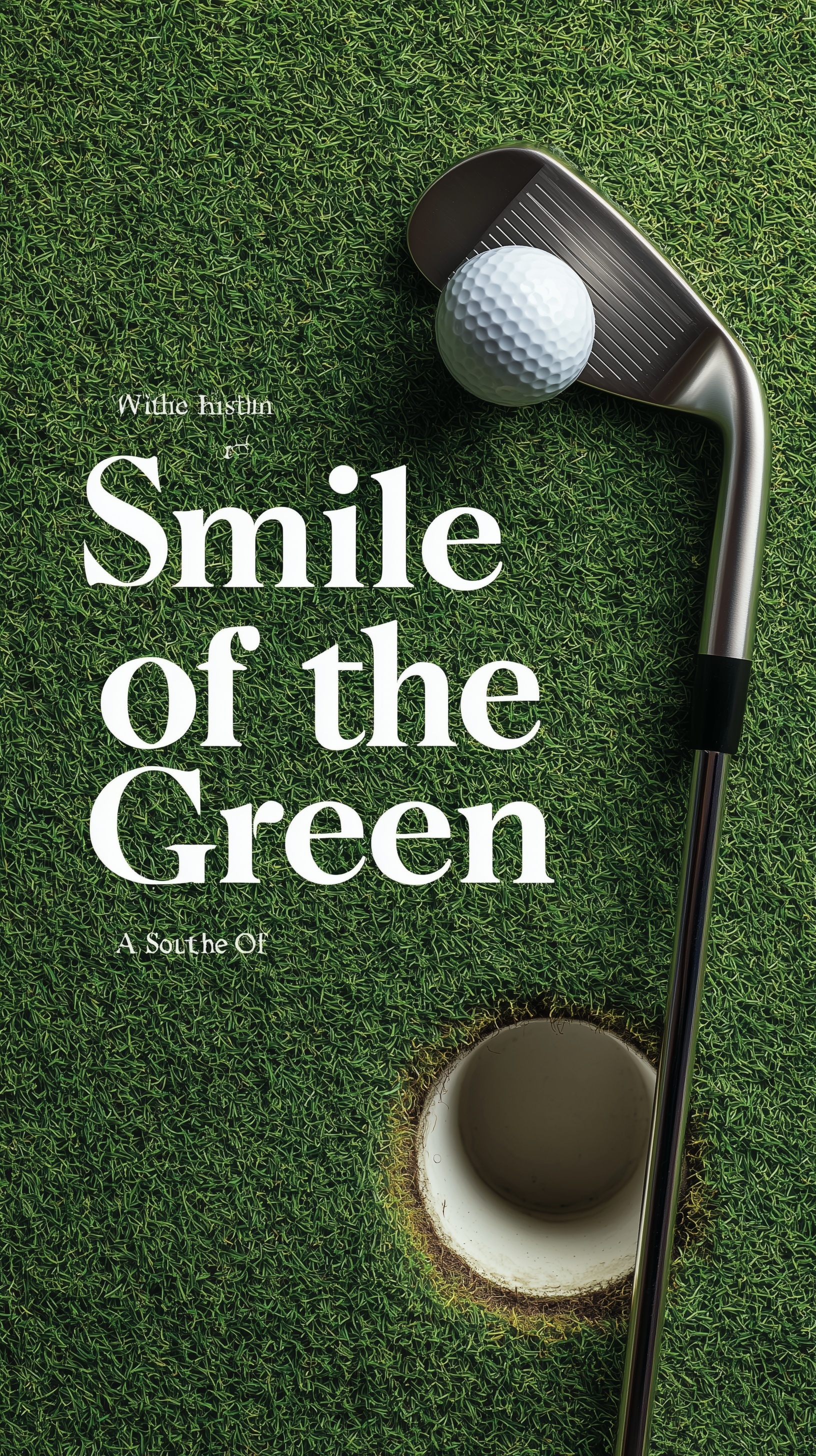 Flat lay photo of a golf club and a golf ball near...