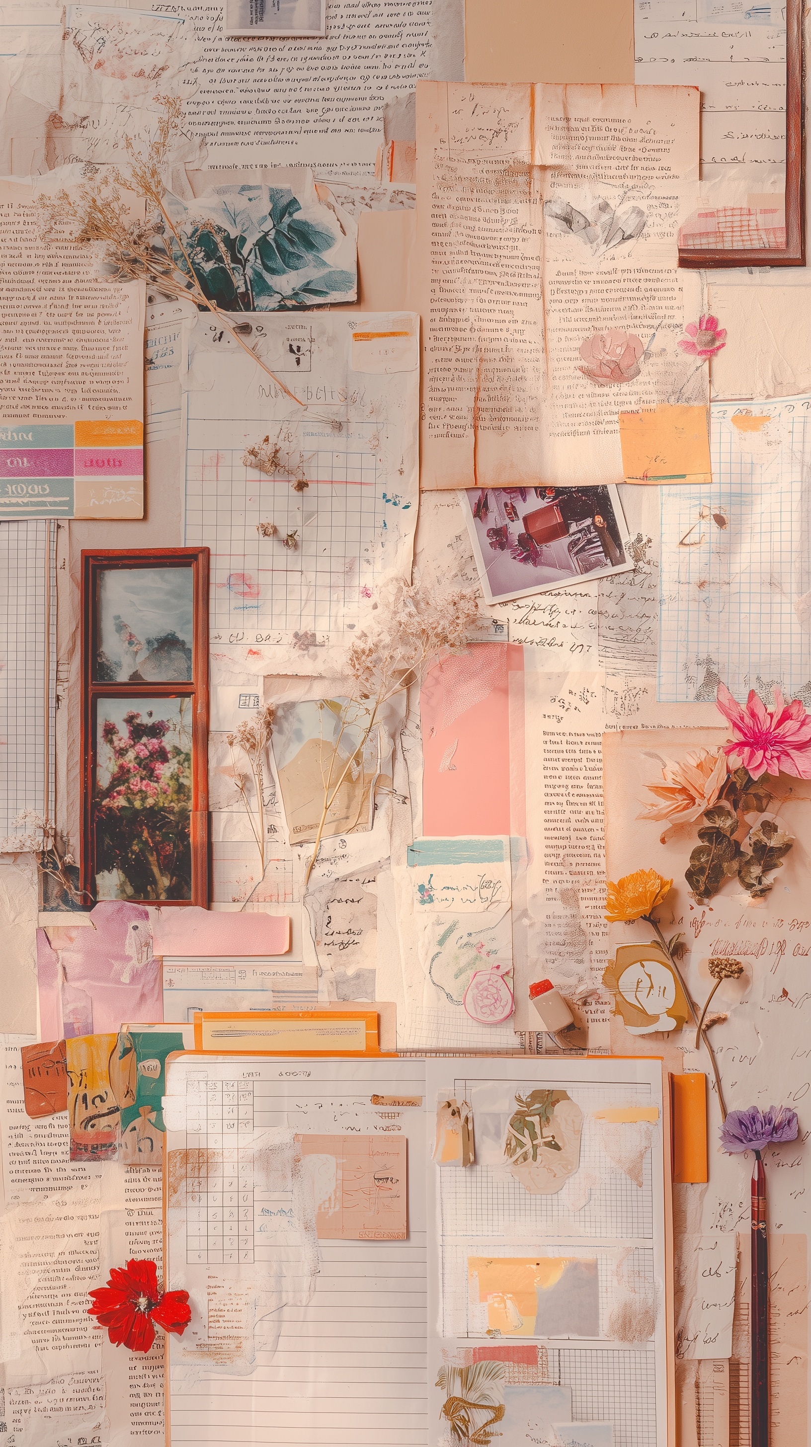 Nostalgic scrapbook collage background, 1990s Turk...