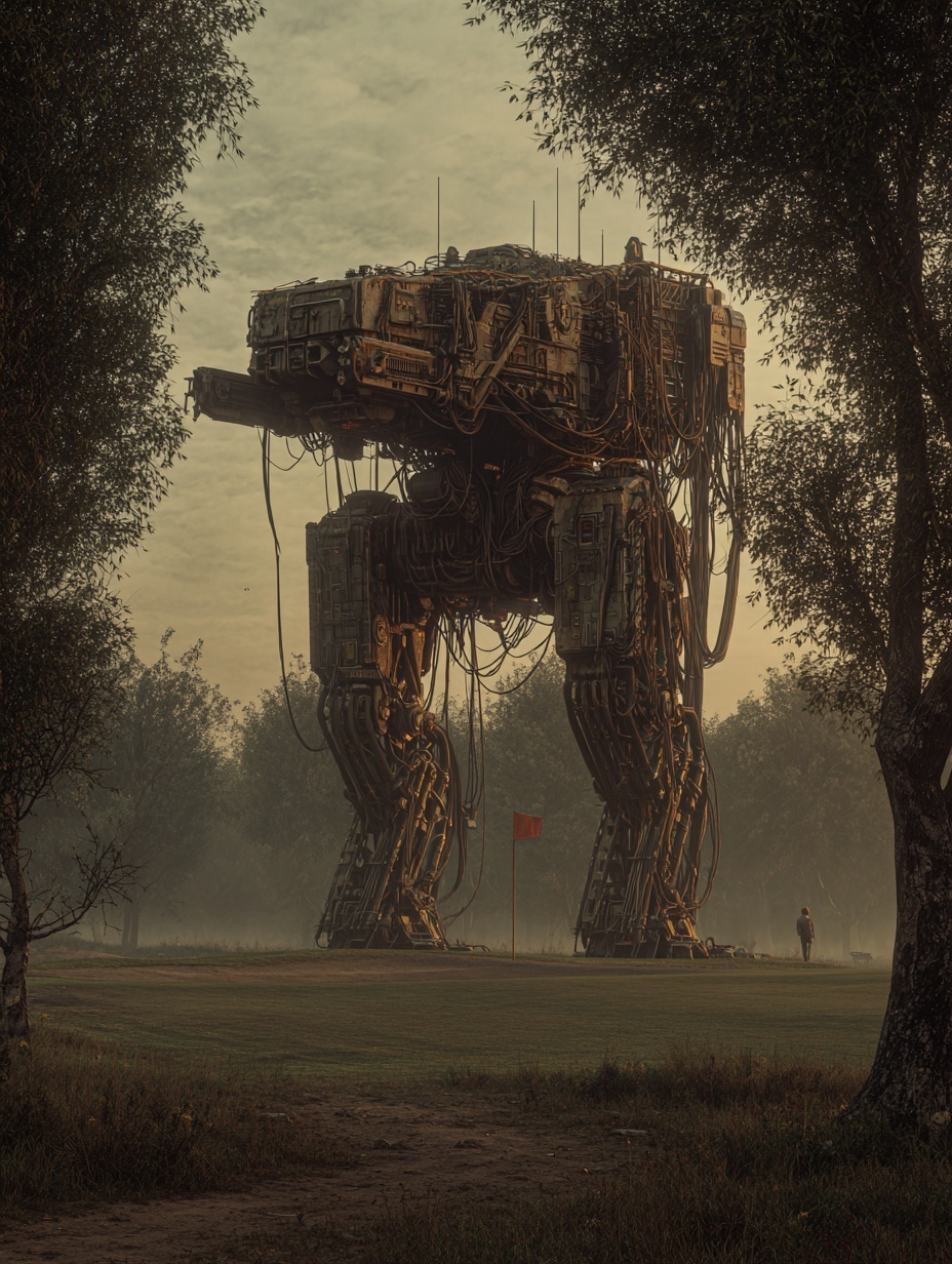 An enormous 290-meter metallic mech stepping into ...