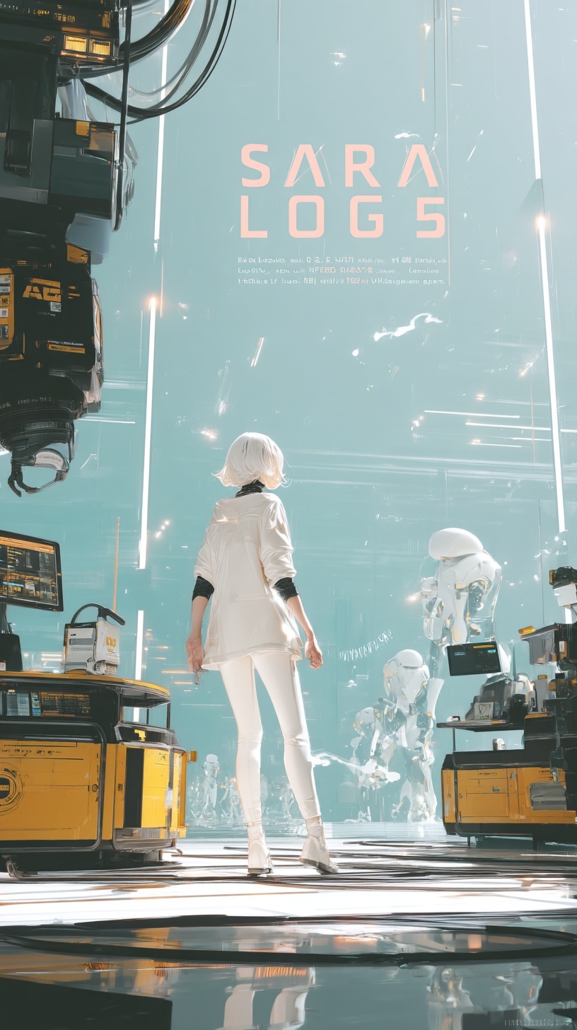 Inside a futuristic supermarket under bright golde...