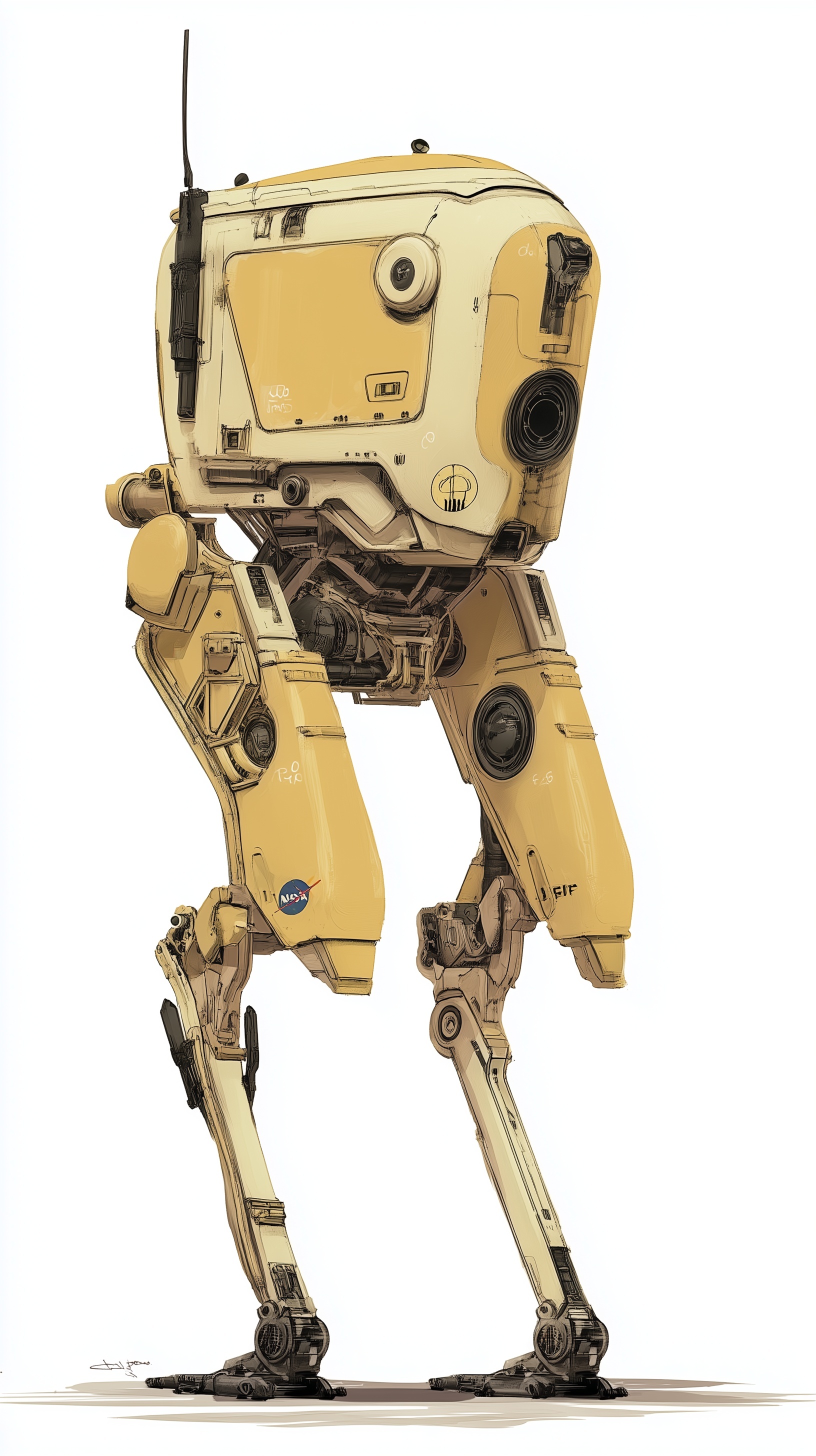 Bipedal scifi mecha droid NASA Mars expedition rob...